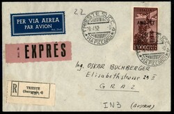 1000 lire Posta aerea (26) su aerogramma raccomandato espresso da ...