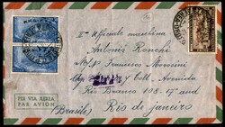 Aerogramma del 9.6.49 per il Brasile recante coppia 30 lire ...