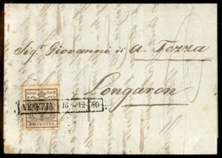 Lettera recante 30 cent (7) - buoni margini - Venezia R50 (P.ti 5) - ...
