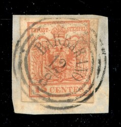 Frammento con 15 cent (20) bene marginato annullato Barbarano C3 (P ...