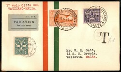 VATICANO MALTA - 1931 (11 giugno) - Longhi 2393 - SANA - Primo Volo ...