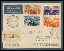 ADDIS ABEBA ROMA - 1936 (12 dicembre) - Longhi 3622 - AL - Primo Volo