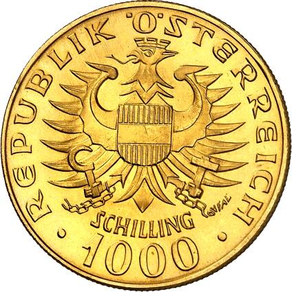 ÖSTERREICH. 2. Republik seit 1945. 1000 Schilling 1976 Gold 12,15g ...