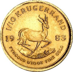 SÜDAFRIKA. Republik seit 1961. 1/10 Krügerrand 1983 Gold 3,39g fein ...