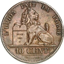 BELGIEN. KÖNIGREICH. Leopold I. 1831-1865. Cu-10 Cent. 1848 französ ...