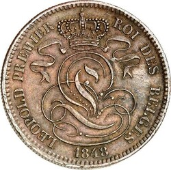 BELGIEN. KÖNIGREICH. Leopold I. 1831-1865. Cu-10 Cent. 1848 französ ...