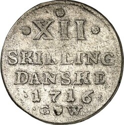 DÄNEMARK. KÖNIGREICH. Frederik IV. 1699-1730. 12 Skilling 1716 Gekr ...