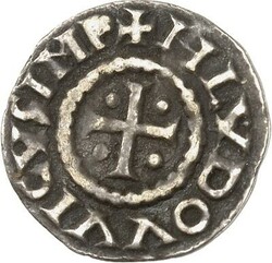 FRANKREICH. Ludwig der Fromme 814-840. Denar 1,45g Kreuz, in den ...