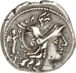 RÖMISCHE REPUBLIK : Silbermünzen. Gaius Terentius Lucanus 147 v. ...