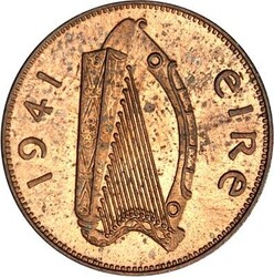 IRLAND. Republik 1937-. Farthing (1 Feoirling) 1941 Waldschnepfe. K ...