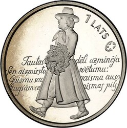 LETTLAND (LATVIA). Erste Republik. 1 Lats 2008 Sängerfestlichkeit Ag ...