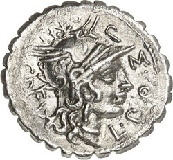 RÖMISCHE REPUBLIK : Silbermünzen. L. Licinius Crassus, Gn. Domitius ...