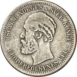 NORWEGEN. Oscar II. 1872-1905. 1 Krone 1892, 25 Öre 1899. ABH. 41, ...