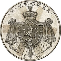 NORWEGEN. Haakon VII. 1905-1957. 2 Kroner 1906 Unabhängigkeit. ABH 3 ...