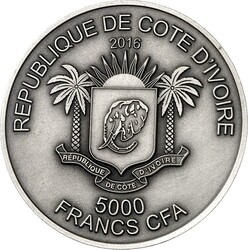 ELFENBEINKÜSTE (Cote d'Ivoire). Republik. 5000 Francs CFA 2016. (n. ...