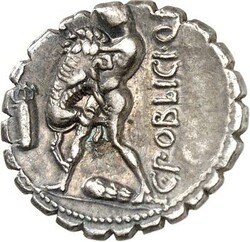 RÖMISCHE REPUBLIK : Silbermünzen. Gaius Poblicius Quinti filius 80 ...