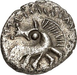 GERMANIEN. UBIER. "Quinar" (60/45 v.Chr.) 1,41g. "Tanzendes ...