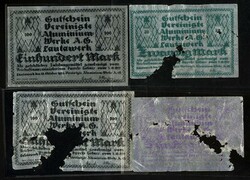 NOTGELD BESONDERER ART. ALUMINIUMGELD. Lautawerk. 100 Mark 10.10.1922 ...