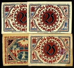 NOTGELD BESONDERER ART. STOFFGELD. Bielefeld, Stadtsparkasse. 25 Mark ...