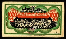 NOTGELD BESONDERER ART. STOFFGELD. Bielefeld, Stadtsparkasse. 1000 ...