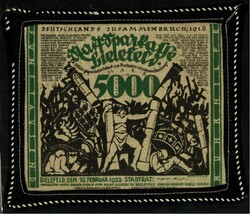 NOTGELD BESONDERER ART. STOFFGELD. Bielefeld, Stadtsparkasse. 5000 ...
