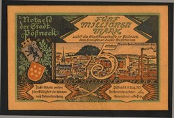 NOTGELD BESONDERER ART. LEDERGELD. PÖSSNECK, Stadt. 5 Mio. Mark 11.8 ...