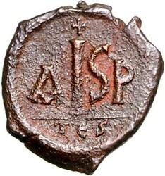 BYZANZ. IUSTINIANUS I. 527-565. AE-2/5 Follis zu 16 Nummi 25mm (gegen ...