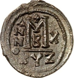 BYZANZ. IUSTINUS II. 565-578. AE-Follis 29mm ("10"= 574/575) 11,5g, ...