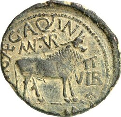 SPANIEN. TURIASO. Tiberius 14-37. AE-As 29mm 10,87g. L Caec Aquinuss ...