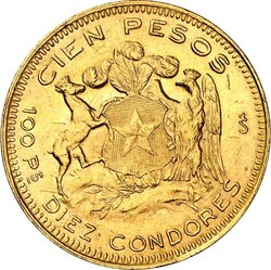 CHILE. Republik seit 1818. 100 Pesos 1947 Gold 18,30g fein. Fr. 54, ...
