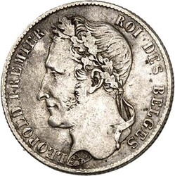 BELGIEN. KÖNIGREICH. Leopold I. 1831-1865. 1/2 Franc 1844. KM 6. .  ...