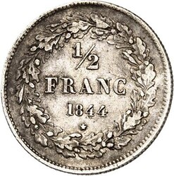 BELGIEN. KÖNIGREICH. Leopold I. 1831-1865. 1/2 Franc 1844. KM 6. .  ...