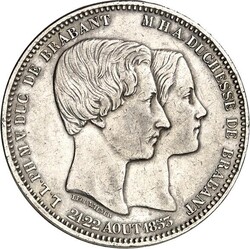 BELGIEN. KÖNIGREICH. Leopold I. 1831-1865. Medaille zu 5 Frank 1853 ...