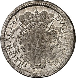 KROATIEN. RAGUSA. Tallero 1761 Brb. d. Rektors n.l. / Gekr. Wappen. ...