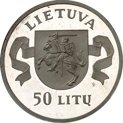 LITAUEN (LITHUANIA). Zweite Republik. 50 Litu 1995 Ag, 5 Jahre ...
