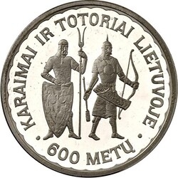 LITAUEN (LITHUANIA). Zweite Republik. 50 Litu 1997 Ag, 600 J. Tataren ...