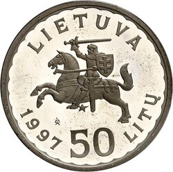 LITAUEN (LITHUANIA). Zweite Republik. 50 Litu 1997 Ag, 600 J. Tataren ...