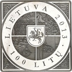 LITAUEN (LITHUANIA). Zweite Republik. 100 Litu 2013 Klippe Ag, 400 J. ...