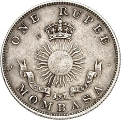 MOMBASA. 1 Rupee 1888 Birmingham. K.M. 5. (2). Erhaltung: ss ...