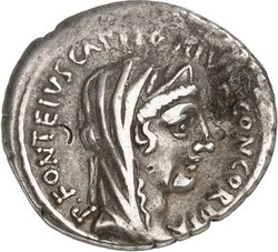 RÖMISCHE REPUBLIK : Silbermünzen. Publius Fonteius Publii filius ...