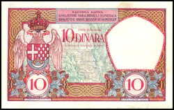 JUGOSLAWIEN. 10 Dinara 26.5.1926. Pick 25. .  Erhaltung: III+  ...
