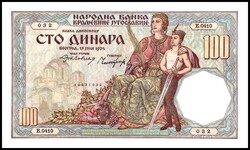 JUGOSLAWIEN. 100 Dinara 15.7.1934. Pick 31. .  Erhaltung: I  ...