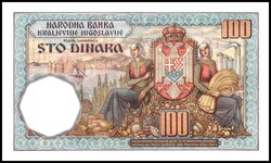 JUGOSLAWIEN. 100 Dinara 15.7.1934. Pick 31. .  Erhaltung: I  ...