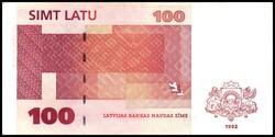 LETTLAND. 100 Latu 1992. Pick 47. . Erhaltung: II Schätzpreis: 150