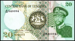 LESOTHO. 20 Maloti 1984. Pi. 7b. .  Erhaltung: I  Schätzpreis: 40