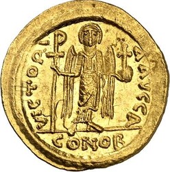 BYZANZ. MAURICIUS TIBERIUS 582-602. Konsular-Solidus (582) 4,49g, ...