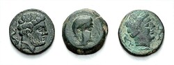 GRIECHEN. SPANIEN. Lot v. 3 Bronzen, je ca. 23mm, HISPANIA CITERIOR ...