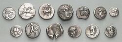 GRIECHEN. Allgemein: Silbermünzen. 14 griechische Silbermünzen: ...