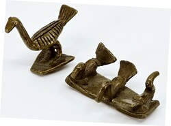 AFRIKA. GHANA - ASHANTI GOLDGEWICHTE. Großer Vogel auf Sockel 31 x ...