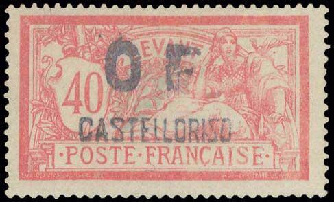 40c red and blue 1920 "O F CASTELLORIZO" ovpt, mint no gum. ...